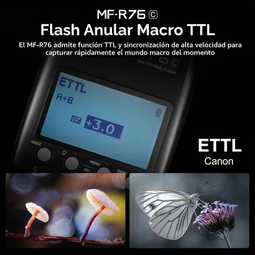 Vista 4 de GODOX Flash de anillo macro para Canon MF-R76C TTL/M modo CCT 5900K 76Ws