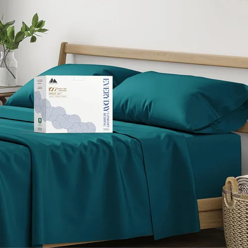 Vista 16 de Mayfair Linen Juego de sábanas de percal 100 % algodón orgánico, tamaño individual o 2 unidades, suaves y crujientes de algodón orgánico