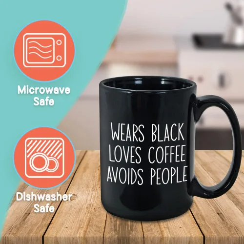 Vista 2 de Bubble Hugs Taza de café para amantes del café, viste negro, ama el café, evita a la gente, amantes del café, amante de la cafeína, divertida