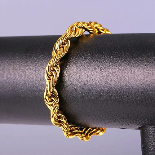 Vista 5 de U7 Figaro Bracelet, Stainless Steel Figaro Chain Bracelet, Rope Chain Bracelet Stainless Steel 18K Gold Plated Wrist Chain for Men Women