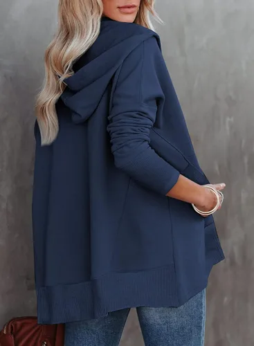 Vista 4 de Shaeueak Sudaderas con capucha para mujer estilo casual de gran tamaño con botones cuello en V con bolsillo talla XXL