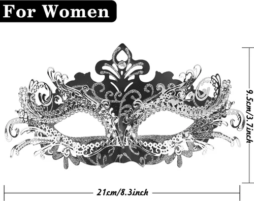 Vista 3 de SIQUK Máscaras de máscaras de metal veneciano para parejas, máscara de disfraz de Halloween, máscara de Mardi Gras para parejas, mujeres y hombres