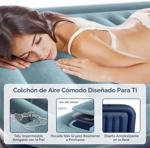Vista 5 de [Usado] Lavisx Colchón de aire individual de 18" con bomba integrada, bomba de parada automática de alta velocidad de 2 minutos, colchón hinchable