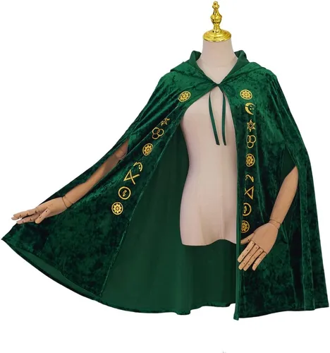 Vista 2 de CosplayDiy Vestido medieval de terciopelo verde para disfraz de bruja para mujer, talla grande