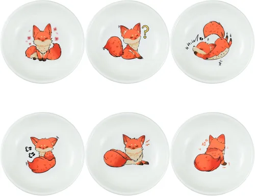 Vista 9 de SOCOSY Platos de cerámica súper lindos con animales de dibujos animados, platos de condimentos, pequeños tazones para alimentación de gatos, perros