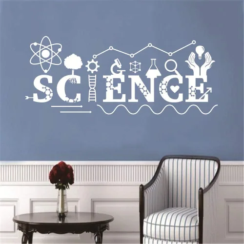 Vista 7 de Calcomanía de pared de química para aula o laboratorio, calcomanía de molécula de corazón de ciencia con diseño de "Química del amor", arte