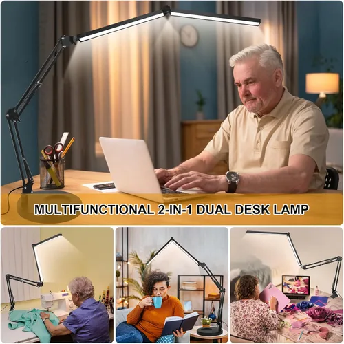 Vista 7 de Toolour Lámparas de escritorio para tecnología de uñas, lámpara de arquitecto doble grande de 24 W con control remoto, 5 colores, modo de sueño