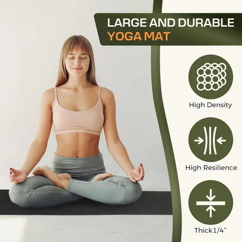 Vista 3 de U&M Yoga Mat Non Slip, 0.24" Thick 72"x24" TPE Yoga Mats for Women Men, Anti-Tear Exercise & Fitness Mat with Carrying Strap, Workout Mats for Yoga