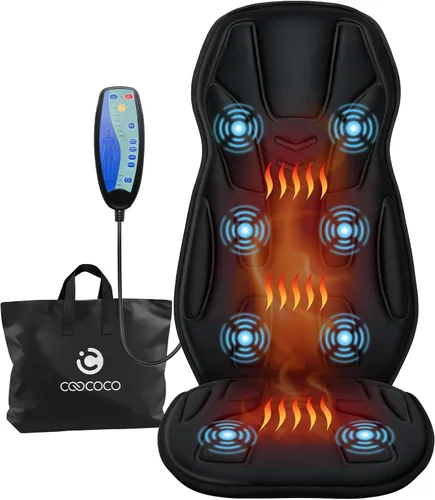 Vista 9 de CooCoCo - Masajeador de espalda de vibración con calor, almohadilla para silla de masaje para sofá