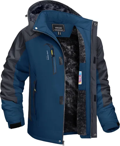 Vista 10 de TACVASEN Chaqueta de invierno para hombre, chaqueta de forro polar resistente al agua, chaqueta de esquí para nieve, chaqueta táctica militar
