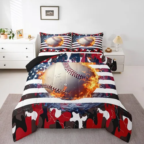 Vista 15 de Erosebridal Juego de edredón de bandera estadounidense tamaño individual para niños y adolescentes, juego de ropa de cama de camuflaje, edredón