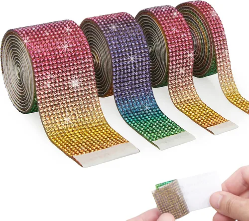 Vista 10 de 4 rollos de calcomanías autoadhesivas de diamantes de imitación de color negro, con diamantes de imitación de 0.079 pulgadas (0.079 in)