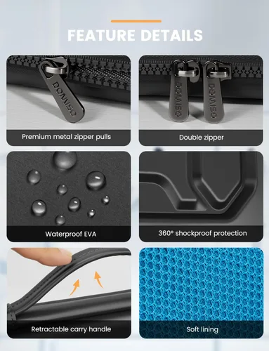 Vista 6 de DOMISO Funda para laptop de 13.3 pulgadas con asa, bolsa para computadora a prueba de golpes, funda protectora impermeable EVA para portátiles