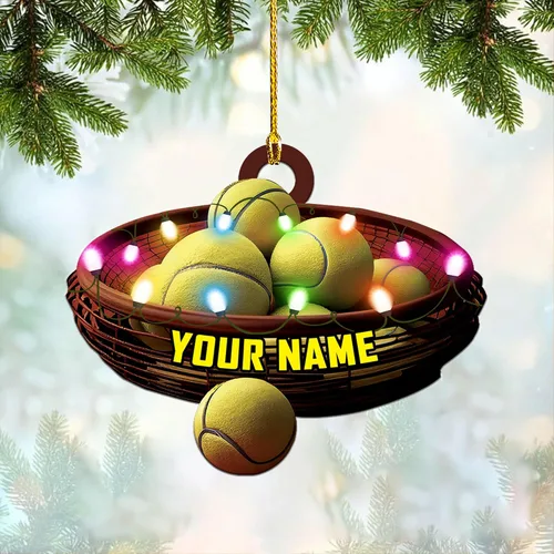 Vista 13 de Adorno plano acrílico personalizado para niña, jugador de tenis, regalo para amantes del tenis, jugador de tenis, adorno de Navidad para árbol de Tn1
