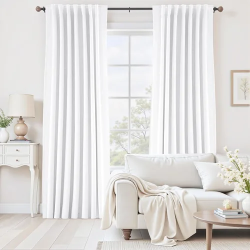 Vista 7 de UHITECH - Cortinas opacas beige para sala de estar, cortinas cortas de 35 pulgadas para habitación, cortinas negras para ventanas pequeñas, paneles