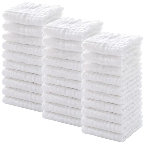 Vista 10 de Chumia 30 paños de muselina para bebé, paños de muselina para eructos, toallas de algodón natural, toallitas suaves para recién nacidos, toallas
