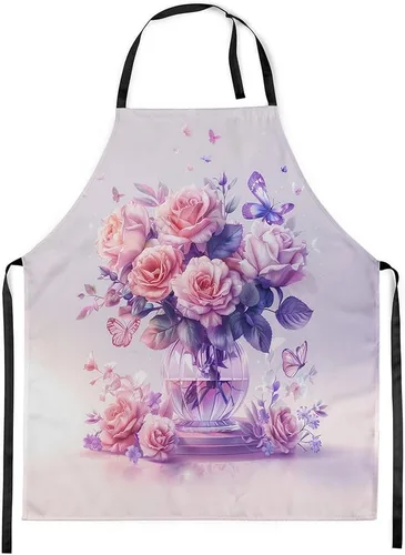 Vista 16 de Castle Fairy Delantal de cocina de flores rústicas Acuarela Hojas Delantal floral