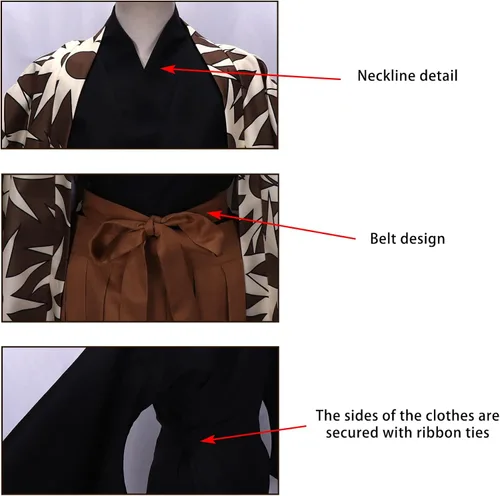 Vista 4 de BENJUNC Demon Slayer Anime Cosplay Kimono Costume robe halloween costumeMale Adult- A variety of styles to choose from
