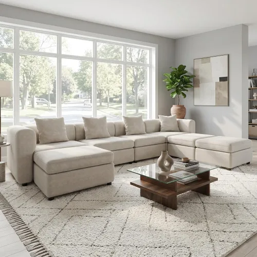 Vista 20 de Sofá modular modular de 3 plazas, terciopelo moderno con funda de cojín extraíble y lavable para espacios pequeños, marco de madera maciza, 108.66