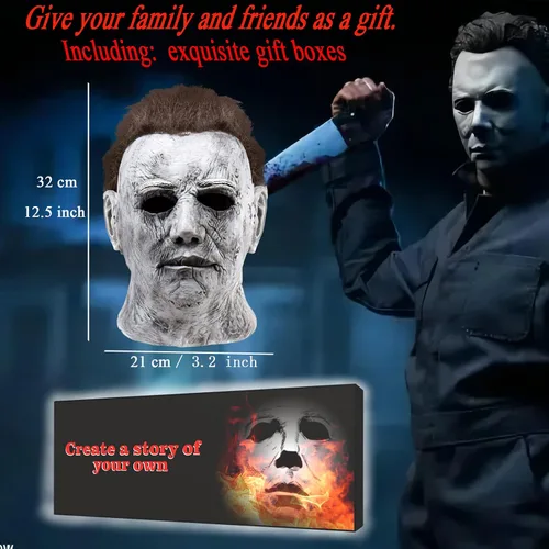 Vista 2 de Máscara de Michael Myers y disfraz de Michael Myers, máscaras de Micheal Myers para adultos, espeluznante micheal myers Halloween, máscara original