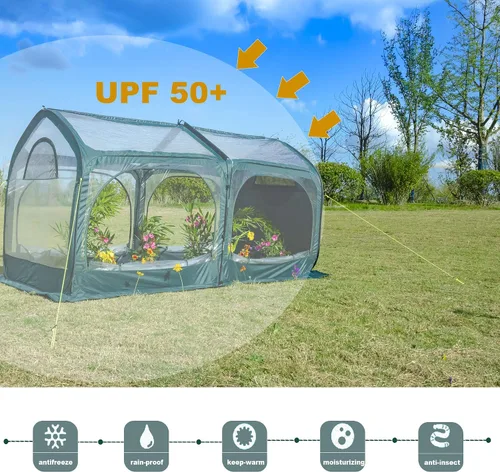 Vista 6 de Porayhut - Cubierta para invernadero, para flores y plantas, cubierta en PVC para jardinería, para jardín o patio trasero, protector contra heladas
