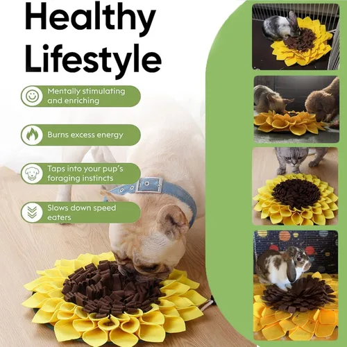 Vista 2 de Tapete de olfateo para perros, tapete de alimentación con flores que fomenta las habilidades naturales de forrajeo, juguetes para perros, golosinas