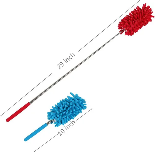 Vista 3 de Maguu Cepillo de polvo lavable de largo alcance con poste telescópico, plumero de microfibra flexible extensible retráctil para el hogar, automóvil