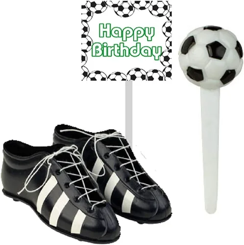 Vista 6 de Pelota de fútbol para fiesta de cumpleaños, decoración de tartas, mini zapatos de fútbol, tacos de fútbol y bandera