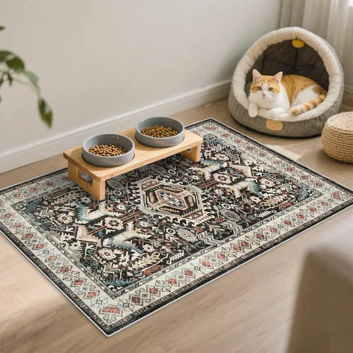 Vista 70 de Alfombra lavable para entrada de 2x3 pies - Alfombra pequeña de entrada vintage desgastada oriental antideslizante que no suelta pelusa, suave