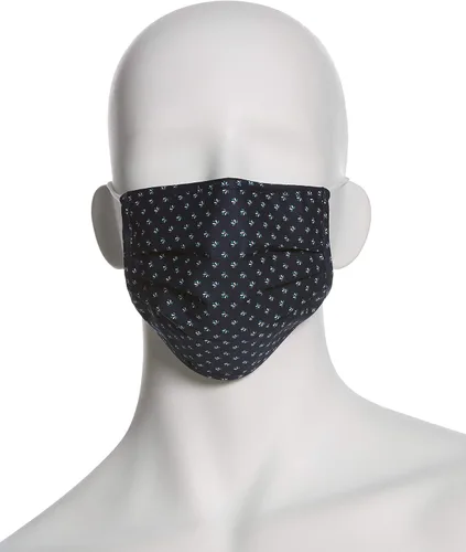 Vista 9 de Perry Ellis - Cubrebocas estándar de tela plisada, reutilizables (paquete de 3, estampados y colores surtidos)