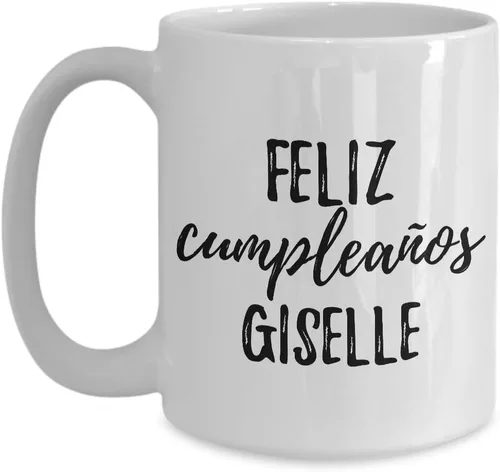 Vista 9 de Feliz Cumpleanos Giselle - Taza de café con nombre personalizado para regalo de cumpleaños, 11 onzas