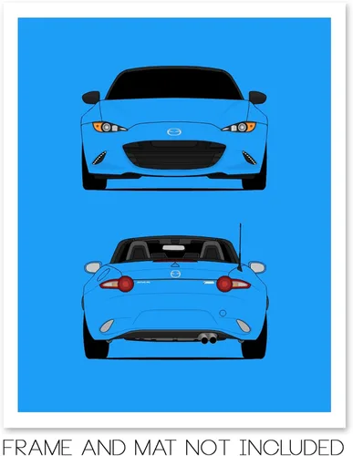 Vista 2 de Custom Car Posters Póster personalizable en color hecho a mano compatible con Mazda Miata MX-5 ND (2015 presente) (delantera y trasera), decoración