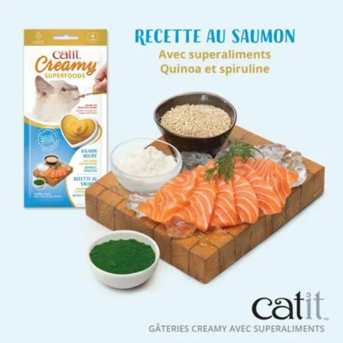 Vista 5 de Catit Creamy Superfood Lickable Cat Treat - Golosina hidratante y saludable para gatos de todas las edades, surtido, paquete de 8