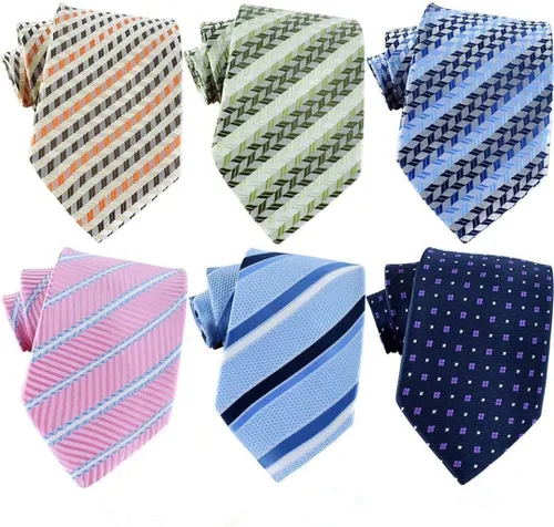 Vista 89 de WeiShang Lote de 6 corbatas clásicas de seda para hombre, corbatas tejidas jacquard