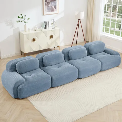 Vista 37 de Juego de sofás seccionales sin hueso de 117 pulgadas para sala de estar, modular en forma de L y sofá de 3 plazas con asiento profundo, almohadas