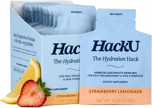 Vista 12 de HackU Hydration Hack - Paquetes de hidratación de electrolitos y piel – Mezcla de bebida sin azúcar, sin hinchazón con magnesio, ácido hialurónico