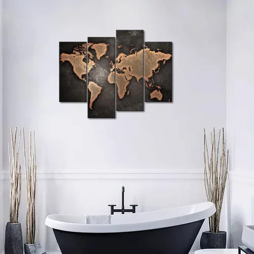 Vista 4 de Mapa general del mundo en fondo negro, arte para pared, pintura, foto, impresión en lienzo, imagen para decoración moderna del hogar