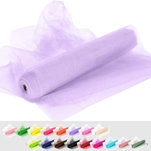 Vista 12 de Rollos de tela de tul, 54 pulgadas por 10 yardas (30 pies), cinta de tul para decoración de fiestas de boda, rollo de tela transparente en bobina