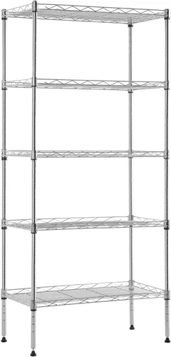 Vista 11 de BestOffice Estantes de almacenamiento de 5 estantes, estantería ajustable, estantes de metal, 11.6 pulgadas de profundidad x 21.5 pulgadas de ancho