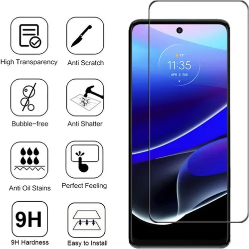 Vista 2 de Protector de pantalla de cobertura completa para Moto G Stylus 5G 2022, [2 piezas], protector de pantalla de vidrio templado de seda negra dureza 9H