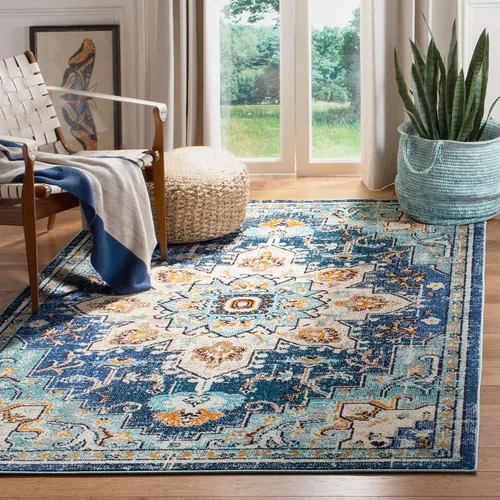 Vista 59 de Safavieh MAD473E - Tapete con diseño de medallón desgastado, bohemio elegante, colección Madison, no suelta pelos, fácil de cuidar, alto tránsito