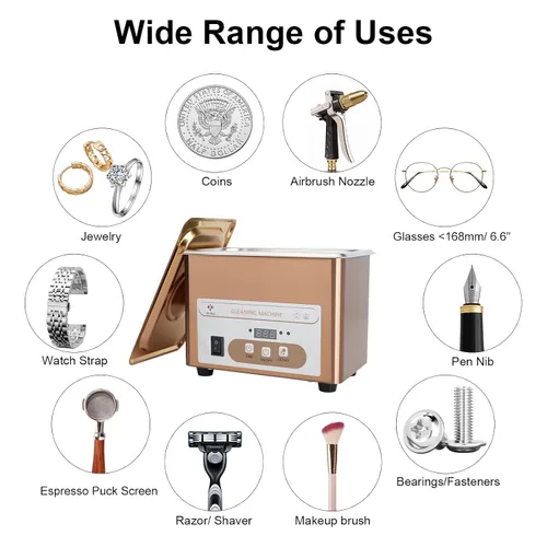 Vista 5 de Limpiador ultrasónico de 30.4 fl oz de 60 W, limpiador ultrasónico de gafas de 40 kHz, máquina ultrasónica para anillos, relojes, piezas pequeñas