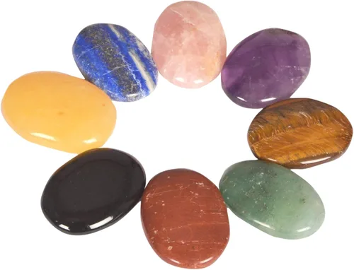 Vista 4 de Hermoso juego de 16 piezas de piedras preciosas de preocupación para chakras o piedras de bolsillo para el pulgar de la palma, cristal curativo
