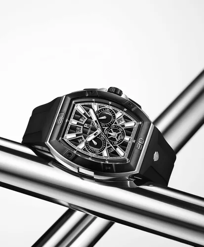 Vista 2 de Paras - Reloj de pulsera para hombre Tonneau impermeable para hombre, cronógrafo de lujo, analógico, con correa de silicona y fecha, Plata, oro