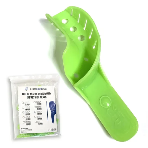 Vista 15 de Bandejas de impresión dental grandes inferiores - Juego de bandejas de impresión perforadas autoclavables - Tamaño número 2 (Bolsa de 12)