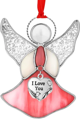 Vista 11 de Atrapasoles de Vidrio Emplomado para Ventanas Colgantes de Ángel Azul Adorno Personalizado de Metal Regalos Decorativos para Mamá Abuela Amiga