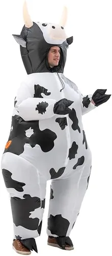 Vista 2 de ISTOOLL Disfraz inflable de Pascua disfraz de vaca inflable de Navidad divertido cosplay fiesta festival mascarada traje de aire inflable de cuerpo