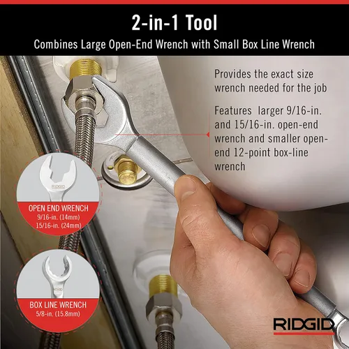 Vista 3 de RIDGID 27023 - Modelo 2002 Llave 2-en-1 One Stop para paradas de ángulo, paradas rectas y acoplamientos de compresión (Paquete de 3)