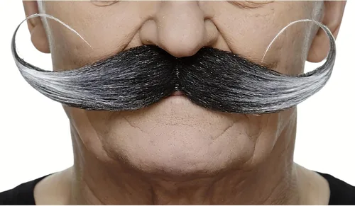 Vista 43 de Mustaches Self-Adhesive Fake Mustache, Synthetic Fur Costume Accessory Set Arqueólogo gris con blanco