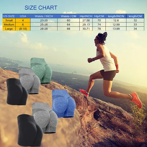 Vista 2 de ZIMAOSHAN Pantalones cortos de 3 piezas para mujer con levantamiento de glúteos, cintura alta, sin costuras, ciclismo, yoga, correr, gimnasio